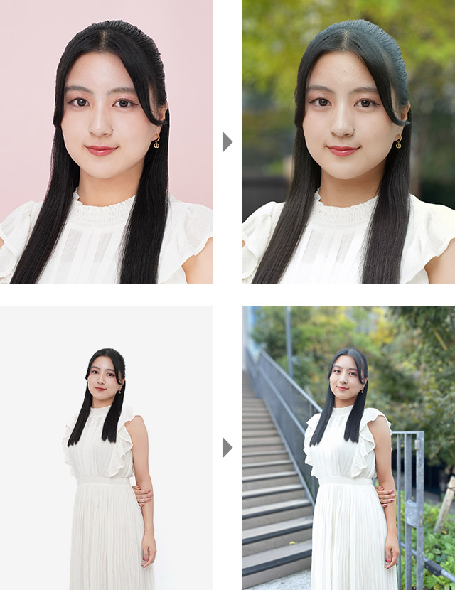 外背景合成例（女性の場合）